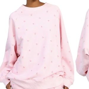 Brunette the Label and The Birds Papaya Rose Garden Crewneck Sweatshirt